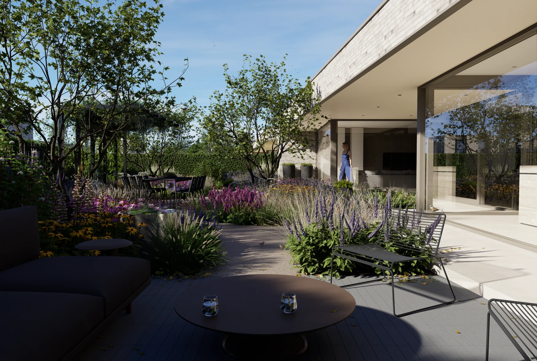 zichtlijnen-tuinontwerp-silvio-vermeer-studio Tuinontwerp met lange zichtlijn richting beplanting en landschap